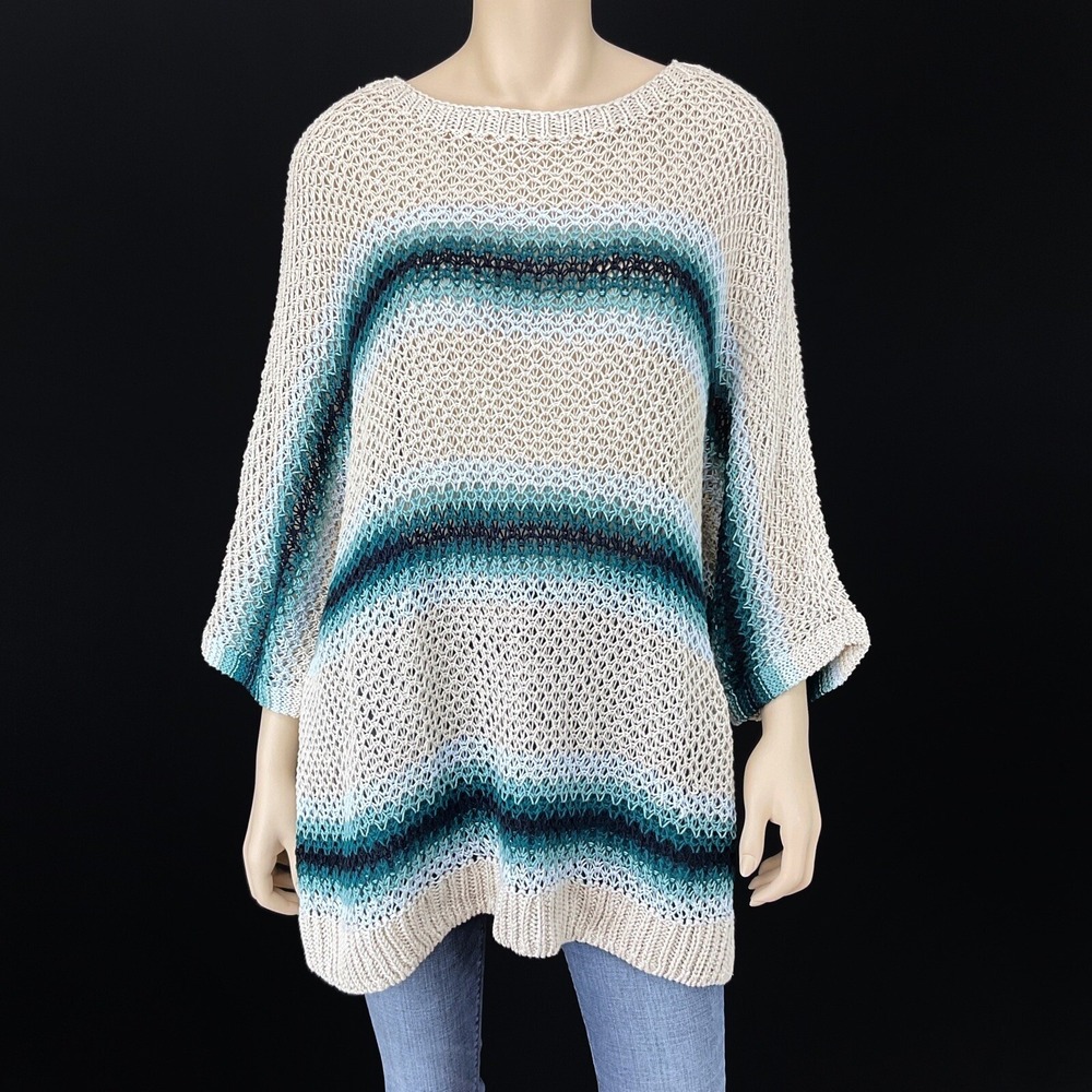 J. Jill Sweater Womens 2XL Beige 3/4‎ Sleeve Open Knit NWT